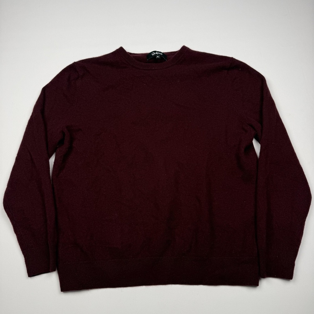 Quince Sweater Mens XL Red 100% Cashmere Crewneck Knit Pullover Classic Solid